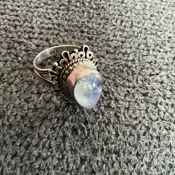 925 Sterling Silver and genuine Moonstone Ring, Vintage Look - Picture 4 of 6